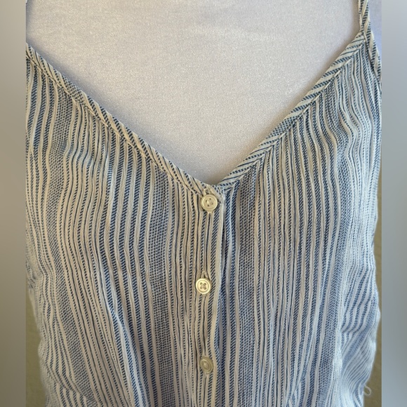H&M Blue & White Striped Tie-Front Button Tank Top - Picture 4 of 6